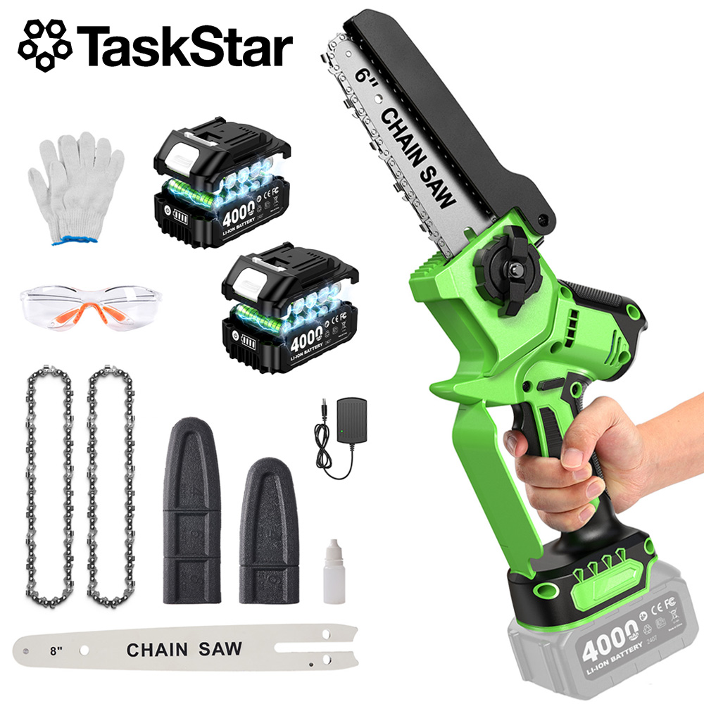 Mini Electric Chainsaw 6 Inch - TaskStar Bürstenlose elektrische Kettensäge, 6 und