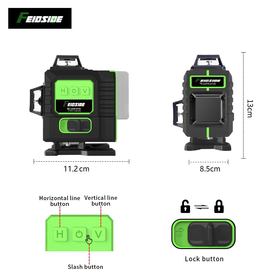 FEIDSIDE 16/12 Linien 4D/3D La – Laser Level 16 Lines 4D Green Bewertung und Preis