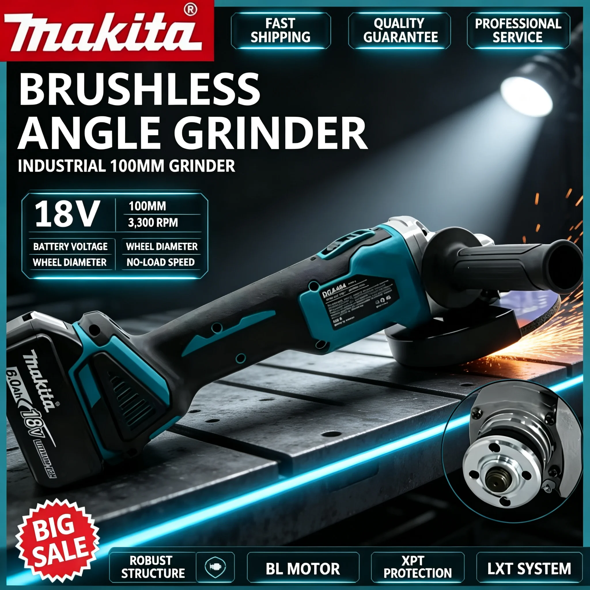 100mm Hochleistungs-Makita DGA – Brushless Angle Grinder Battery Powered Bewertung und Preis